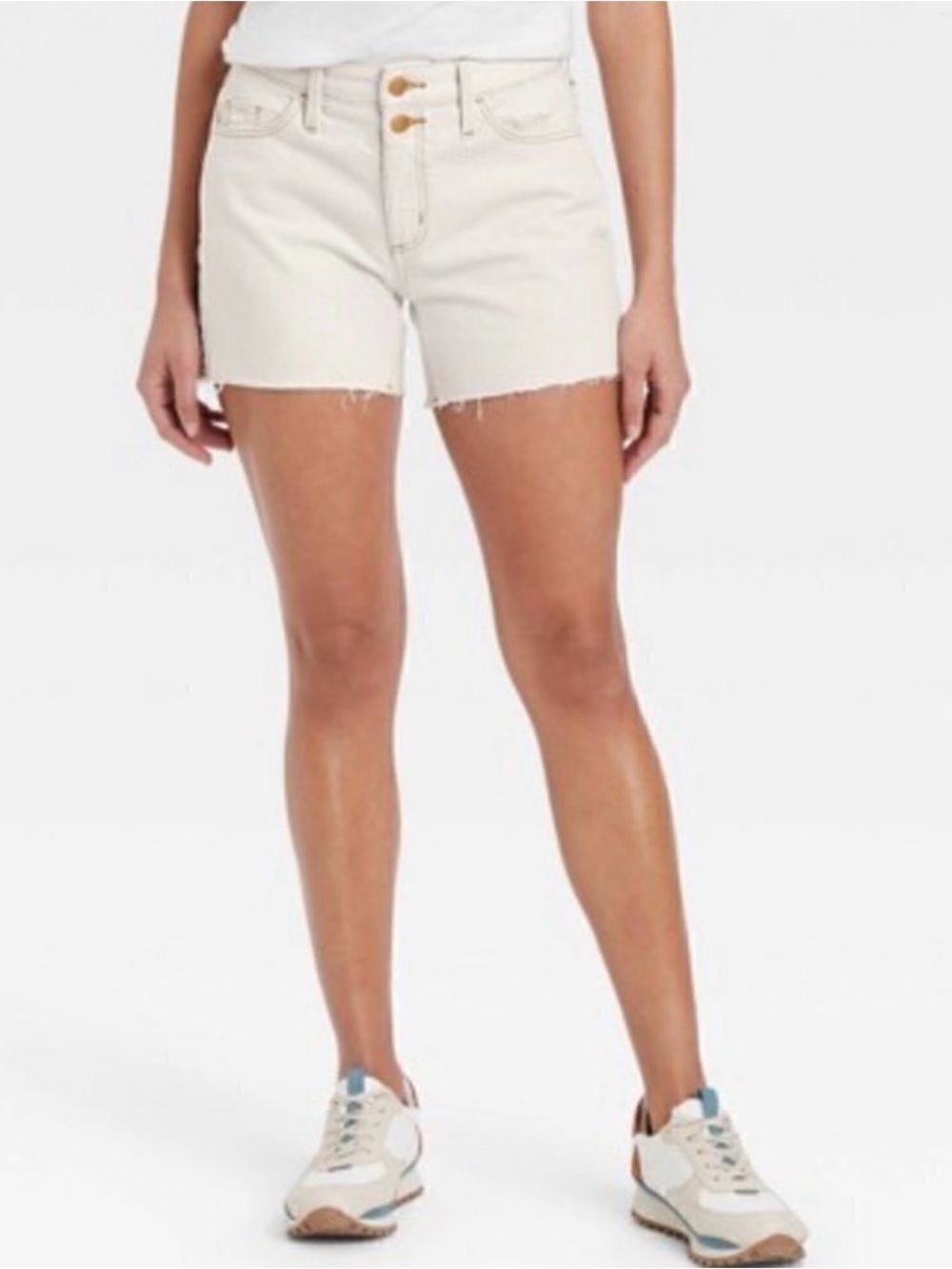 Universal Thread Cream High-Rise Raw Hem Denim Shorts